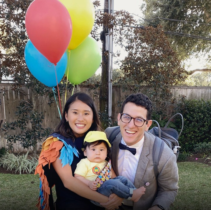 Daniel, his wife, and their son dressed up for Halloween!